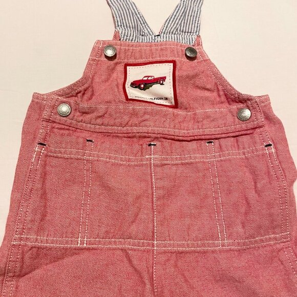 Vintage Tommy Hilfiger Toddler Overalls 12 - 18 M Red Truck - Picture 8 of 16